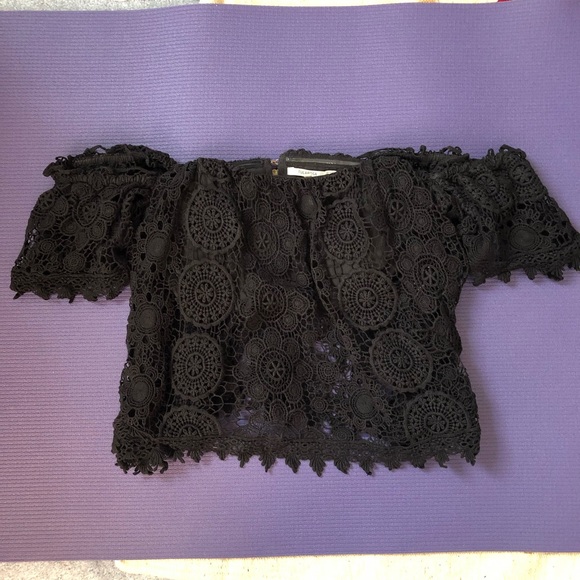 Tularosa Off Shoulder Lace Black Top XS - Picture 3 of 4